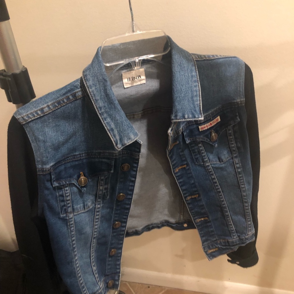 Hudson jean jacket with black cotton sleeves-kids